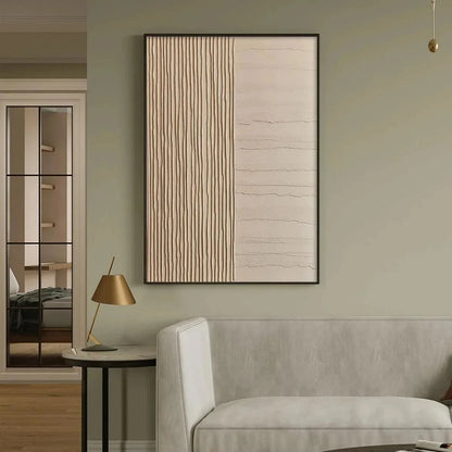 TEXTURED BEIGE LINES: Minimalist Textured Painting | beige palette, original oil on stretched canvas art