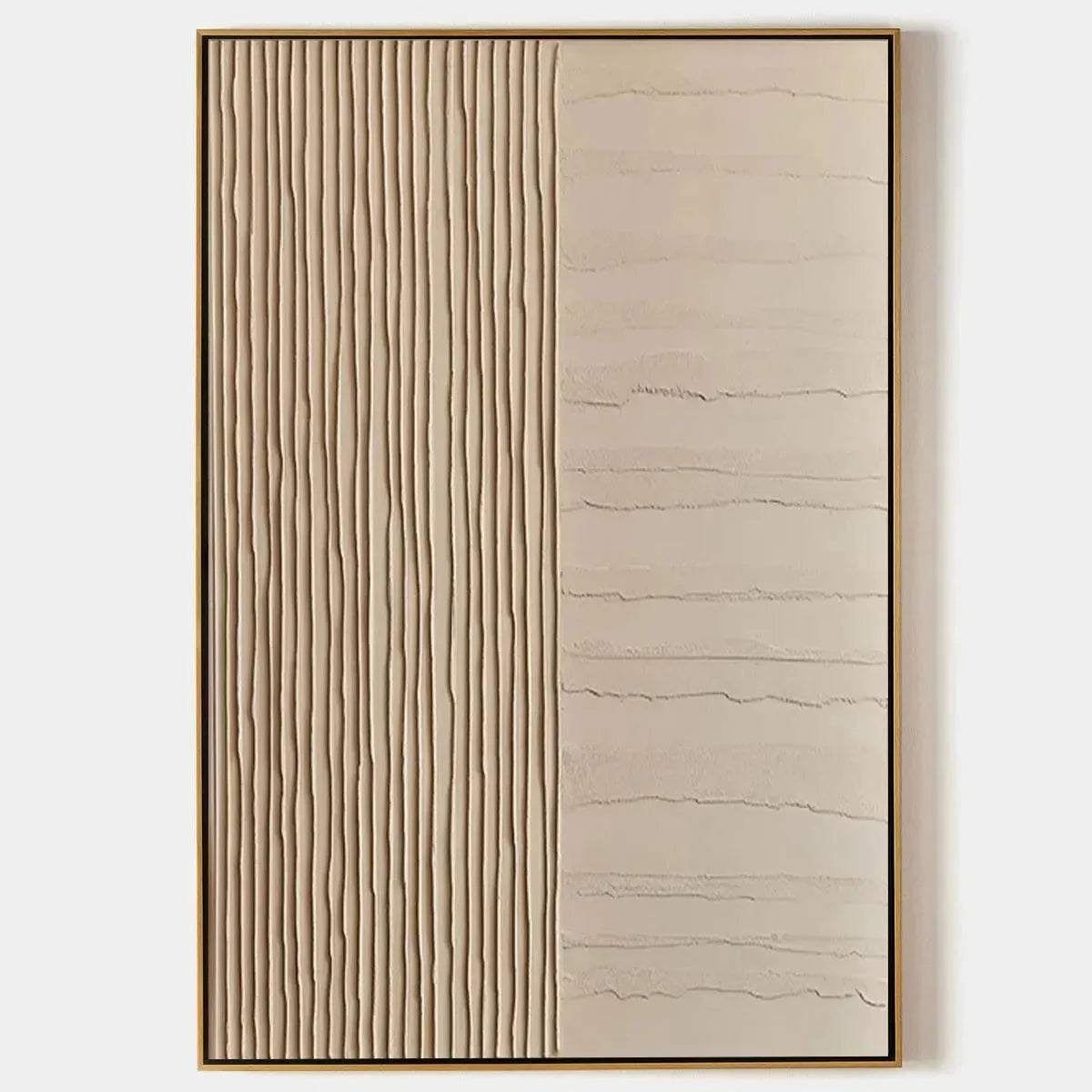 TEXTURED BEIGE LINES: Minimalist Textured Painting | hanging in living room, Minimalist wall art