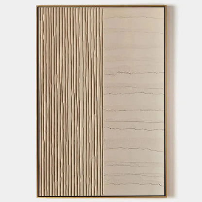 TEXTURED BEIGE LINES: Minimalist Textured Painting | hanging in living room, Minimalist wall art