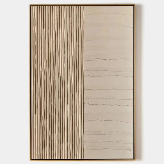 TEXTURED BEIGE LINES: Minimalist Textured Painting | hanging in living room, Minimalist wall art