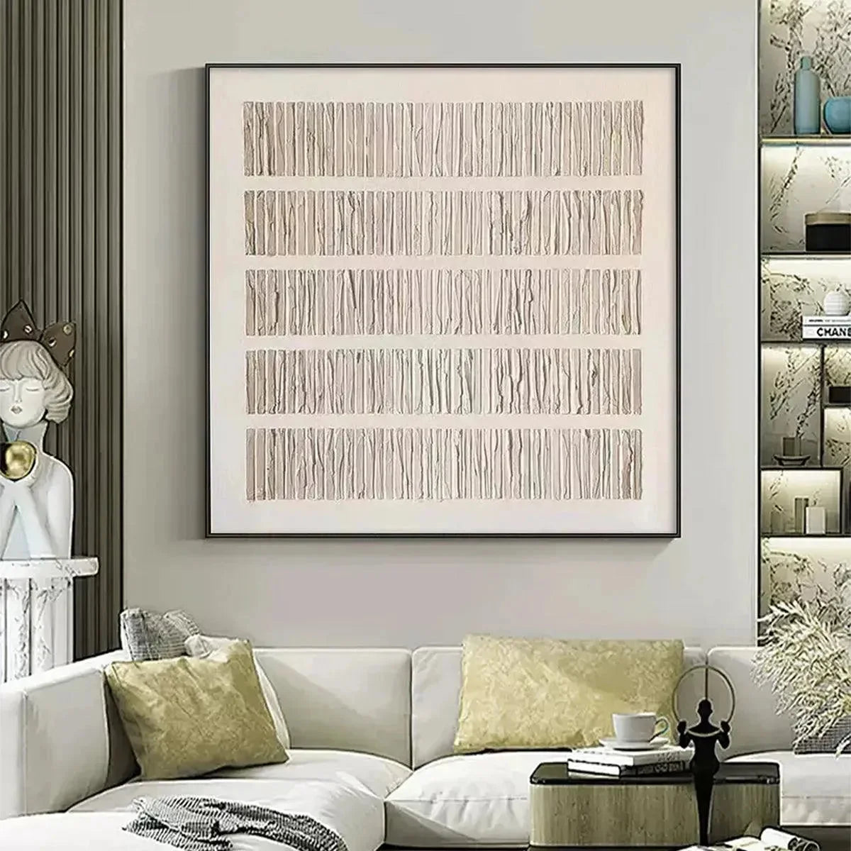 TEXTURED BEIGE: Minimalist Textured Painting | Minimalist closeup, raised brushwork detail