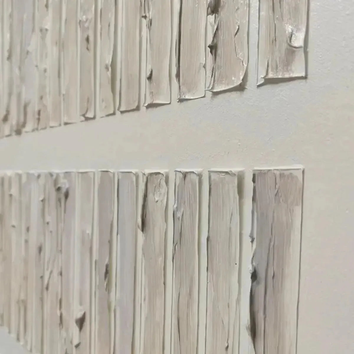 TEXTURED BEIGE: Minimalist Textured Painting | black frame version on white wall