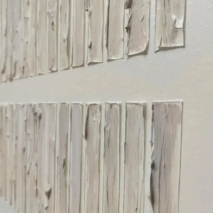 TEXTURED BEIGE: Minimalist Textured Painting | black frame version on white wall