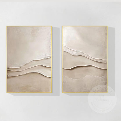 Textured Beige Plaster Painting Set: 3D Wabi Sabi Wall Art #8
