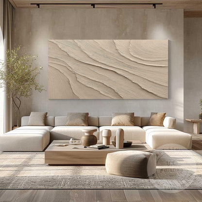 Textured Beige Plaster Painting: Wabi Sabi Style, 3D Canvas Art #2