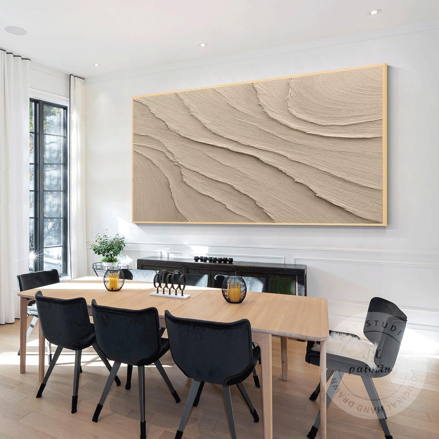 Textured Beige Plaster Painting: Wabi Sabi Style, 3D Canvas Art #3