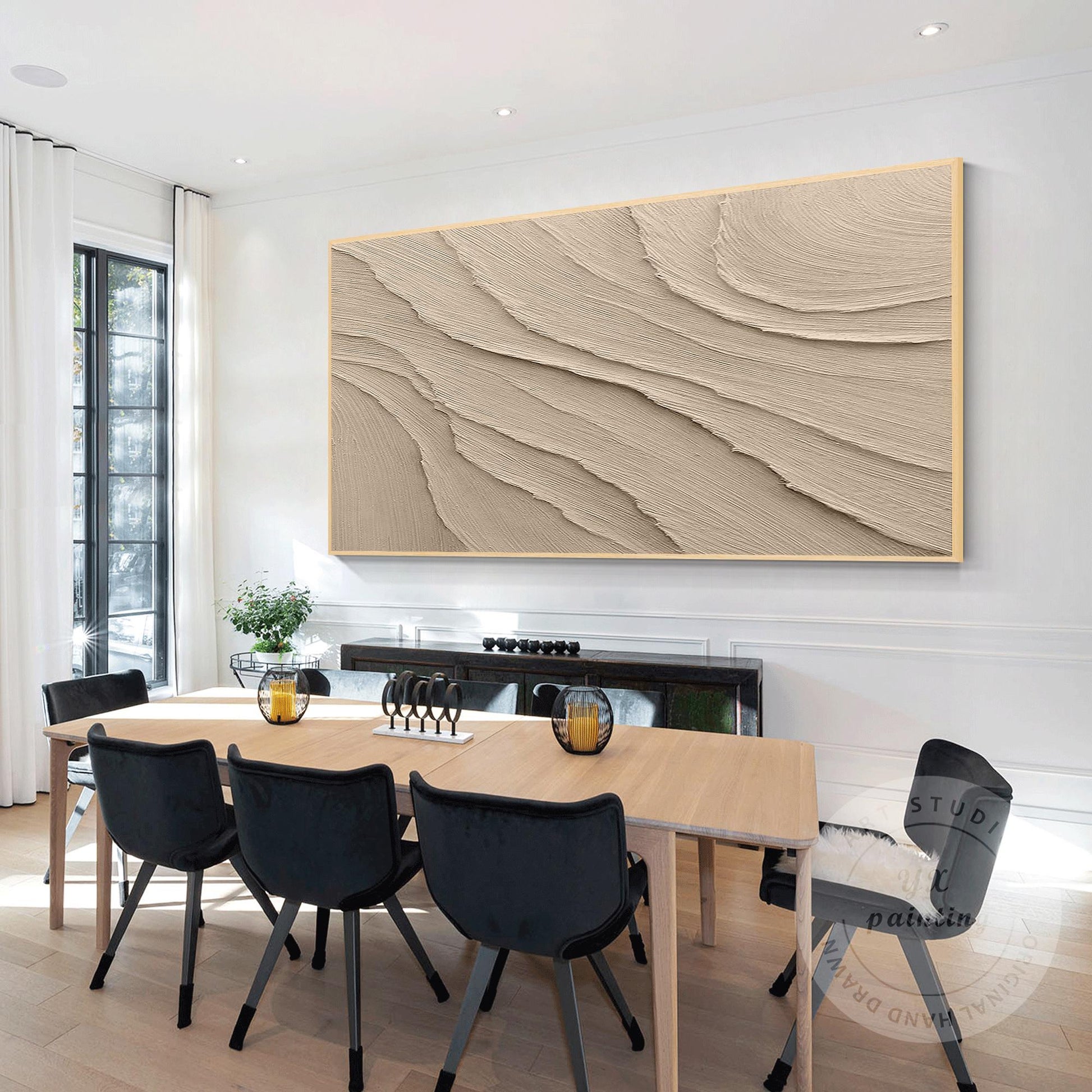 Textured Beige Plaster Painting: Wabi Sabi Style, 3D Canvas Art #3