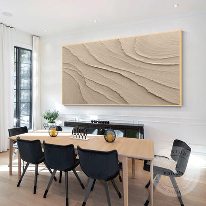 Textured Beige Plaster Painting: Wabi Sabi Style, 3D Canvas Art #3