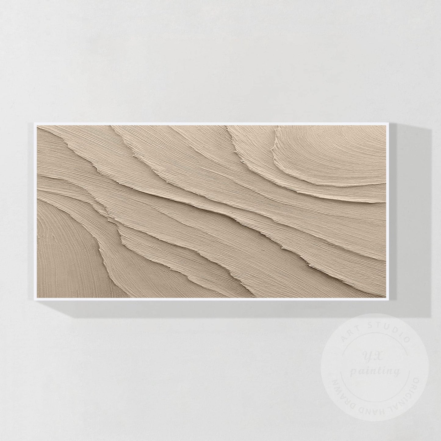 Textured Beige Plaster Painting: Wabi Sabi Style, 3D Canvas Art #7