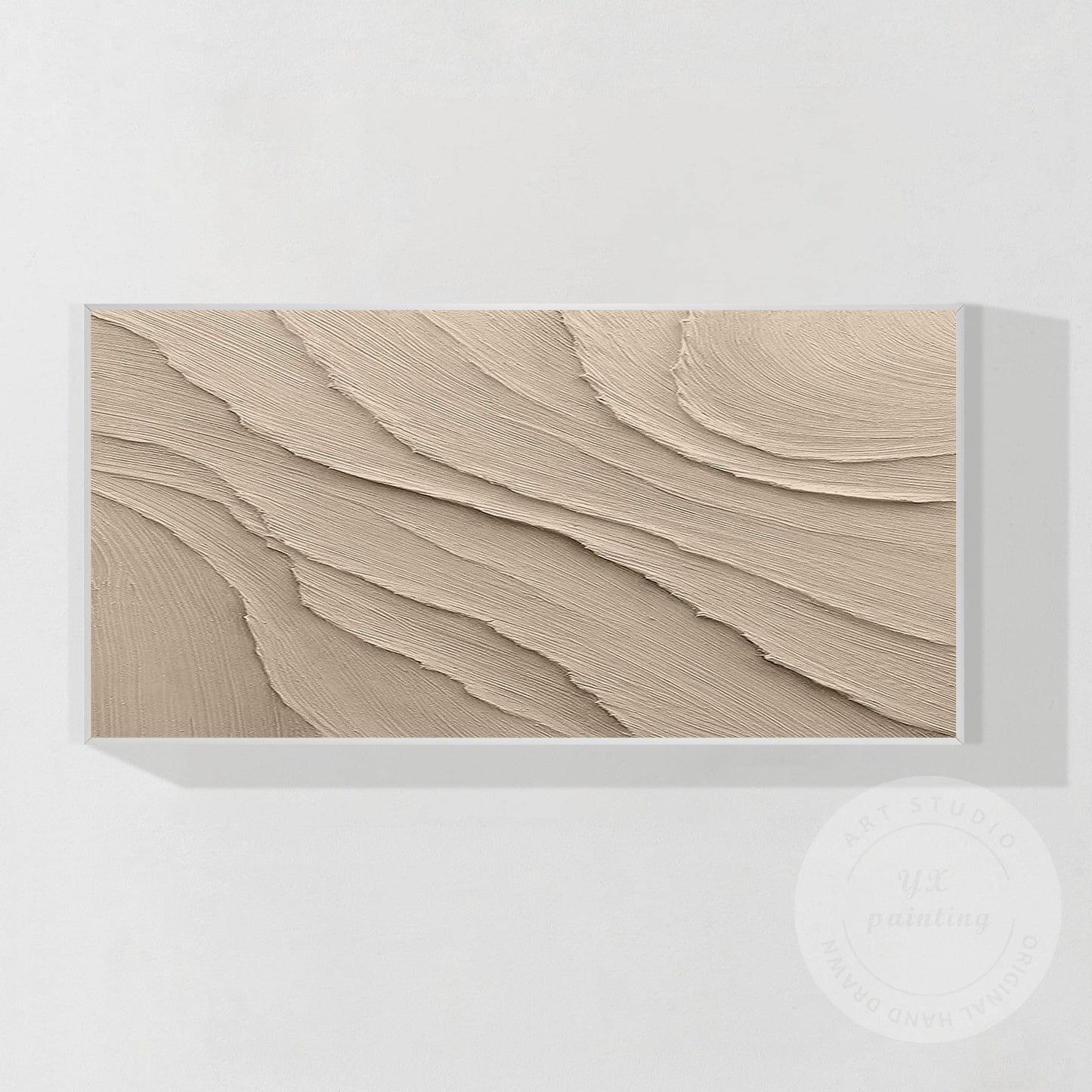 Textured Beige Plaster Painting: Wabi Sabi Style, 3D Canvas Art #9