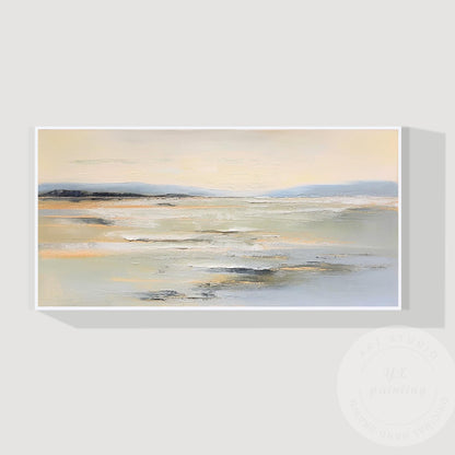 Textured Beige Seascape Painting, Abstract Coastal Canvas Art #6