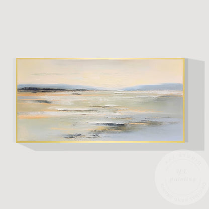 Textured Beige Seascape Painting, Abstract Coastal Canvas Art #9