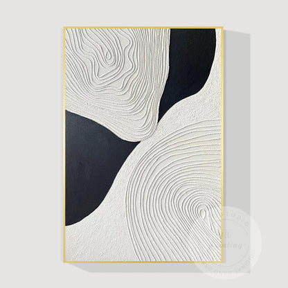 Textured Black and White Abstract Painting: Handmade Relief Canvas Art #8