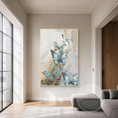 Textured Blue Butterfly Abstract Art | Original Acrylic Painting on Canvas | Ele #3