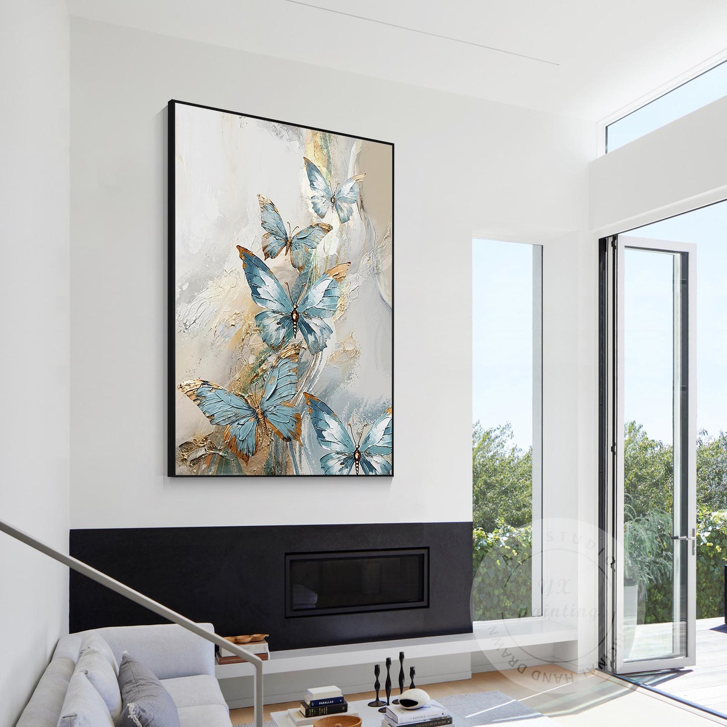 Textured Blue Butterfly Abstract Art | Original Acrylic Painting on Canvas | Ele #4