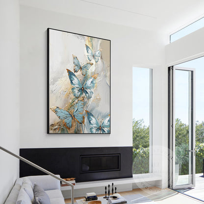 Textured Blue Butterfly Abstract Art | Original Acrylic Painting on Canvas | Ele #4
