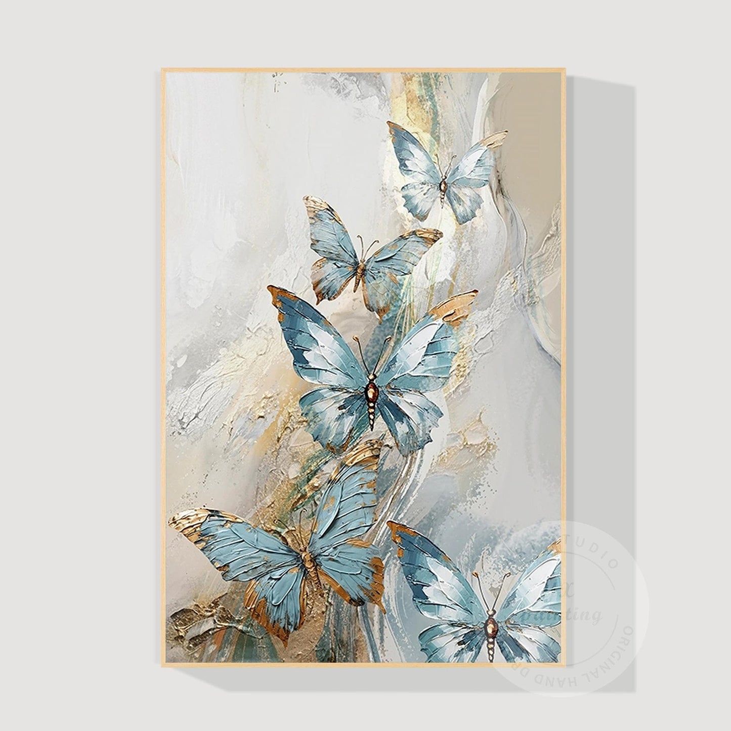 Textured Blue Butterfly Abstract Art | Original Acrylic Painting on Canvas | Ele #7