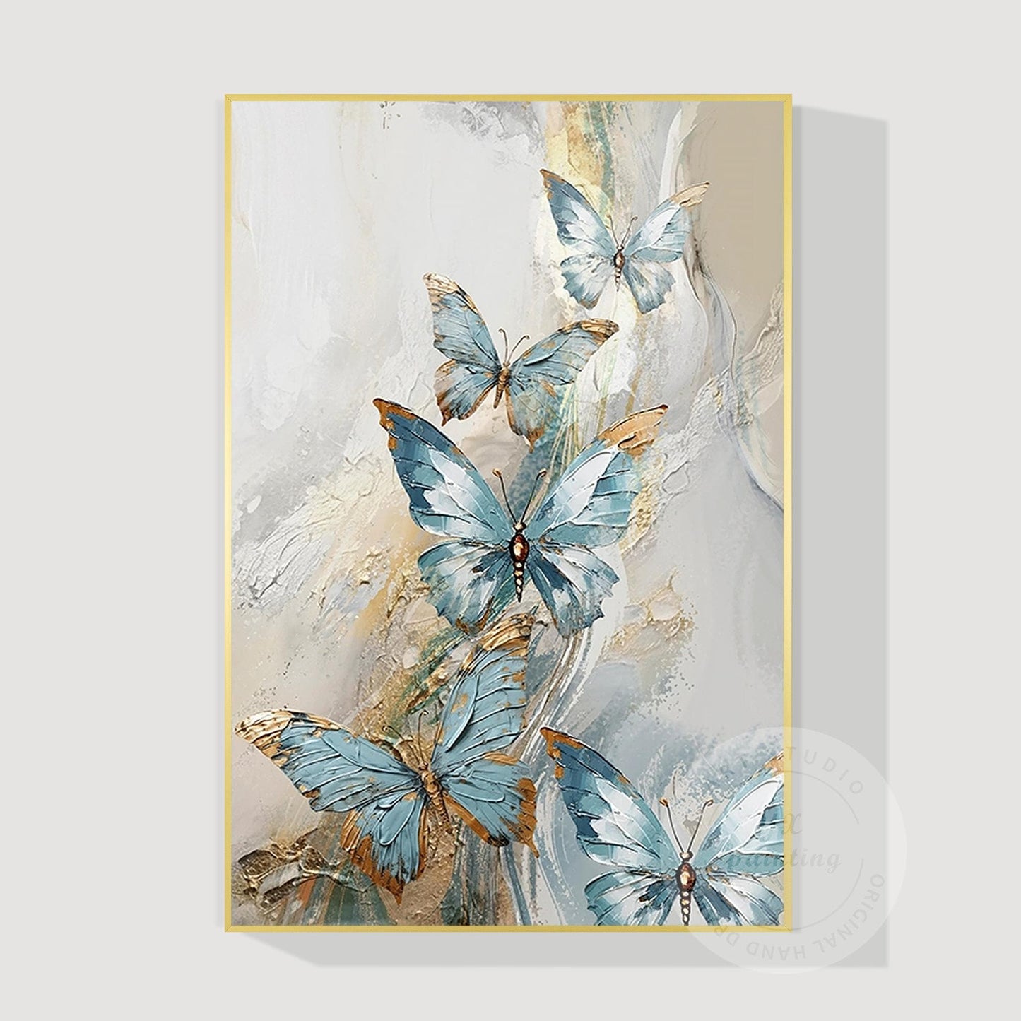 Textured Blue Butterfly Abstract Art | Original Acrylic Painting on Canvas | Ele #8