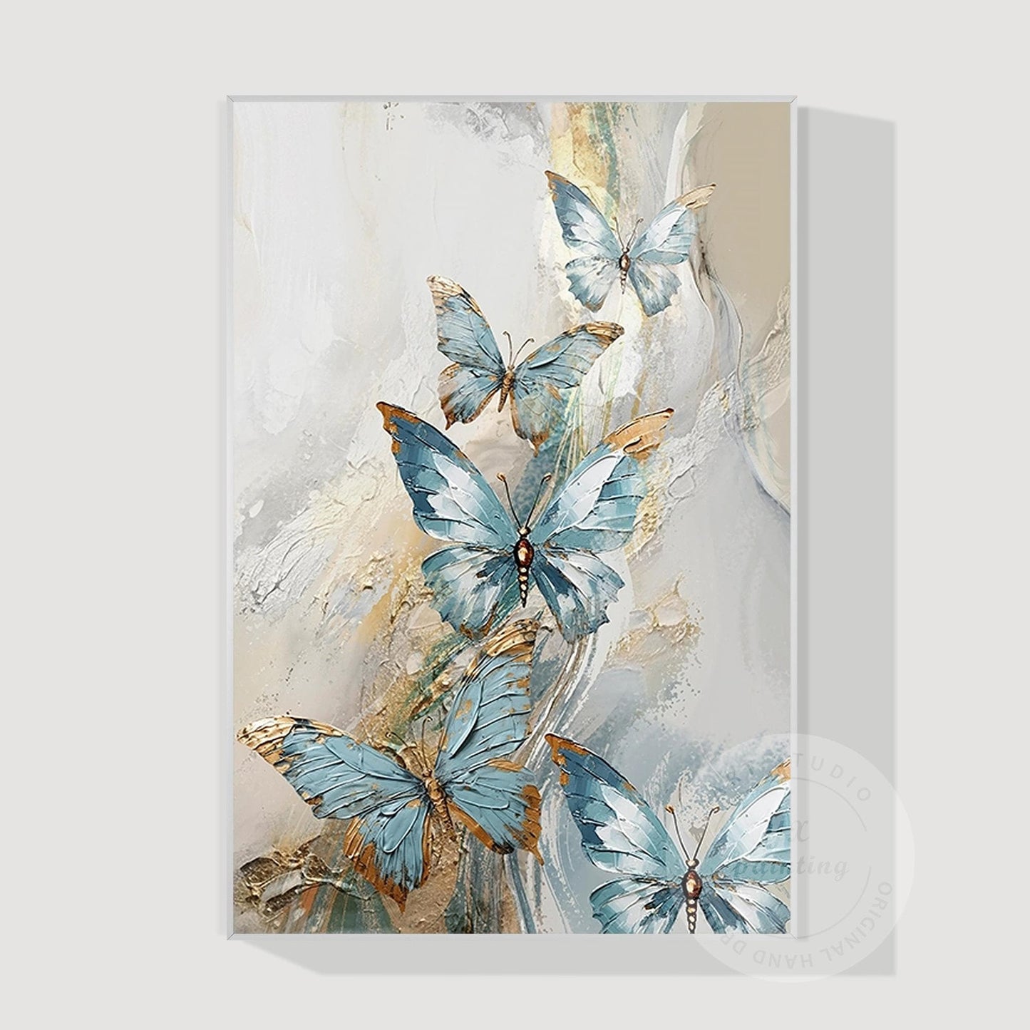 Textured Blue Butterfly Abstract Art | Original Acrylic Painting on Canvas | Ele #9