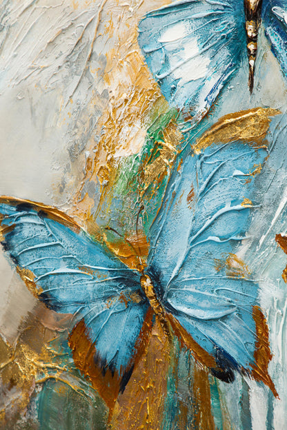Textured Blue Butterfly Abstract Art | Original Acrylic Painting on Canvas | Ele #10