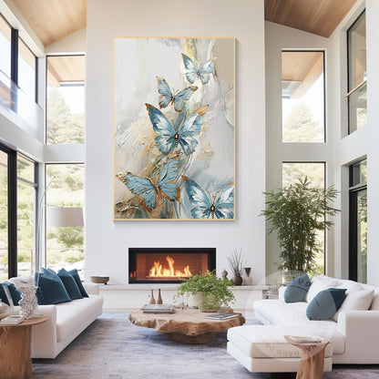Textured Blue Butterfly Abstract Art | Original Acrylic Painting on Canvas | Ele #1