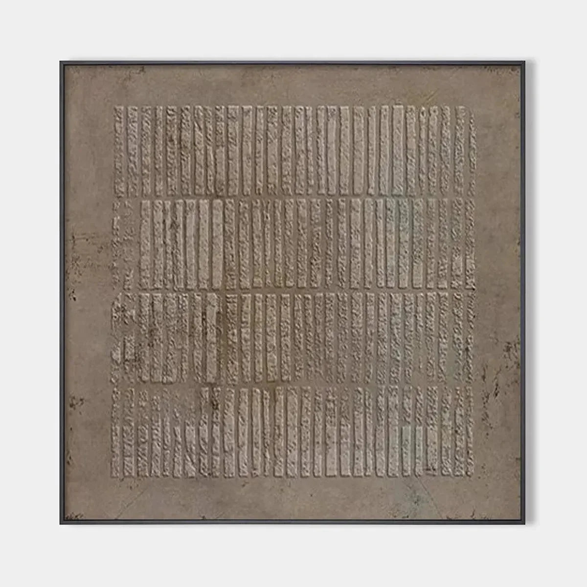 TEXTURED BROWN GRID: Minimalist Textured Painting | hanging in living room, Minimalist wall art