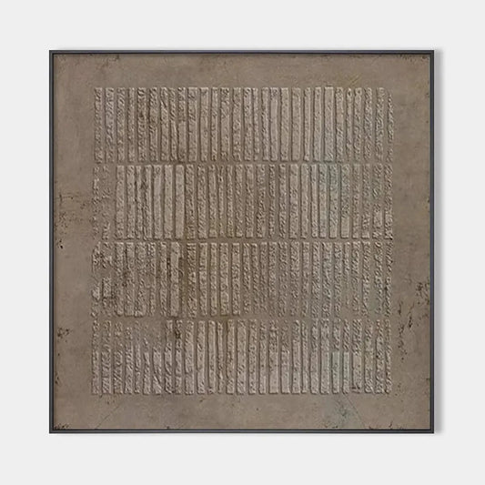 TEXTURED BROWN GRID: Minimalist Textured Painting | hanging in living room, Minimalist wall art