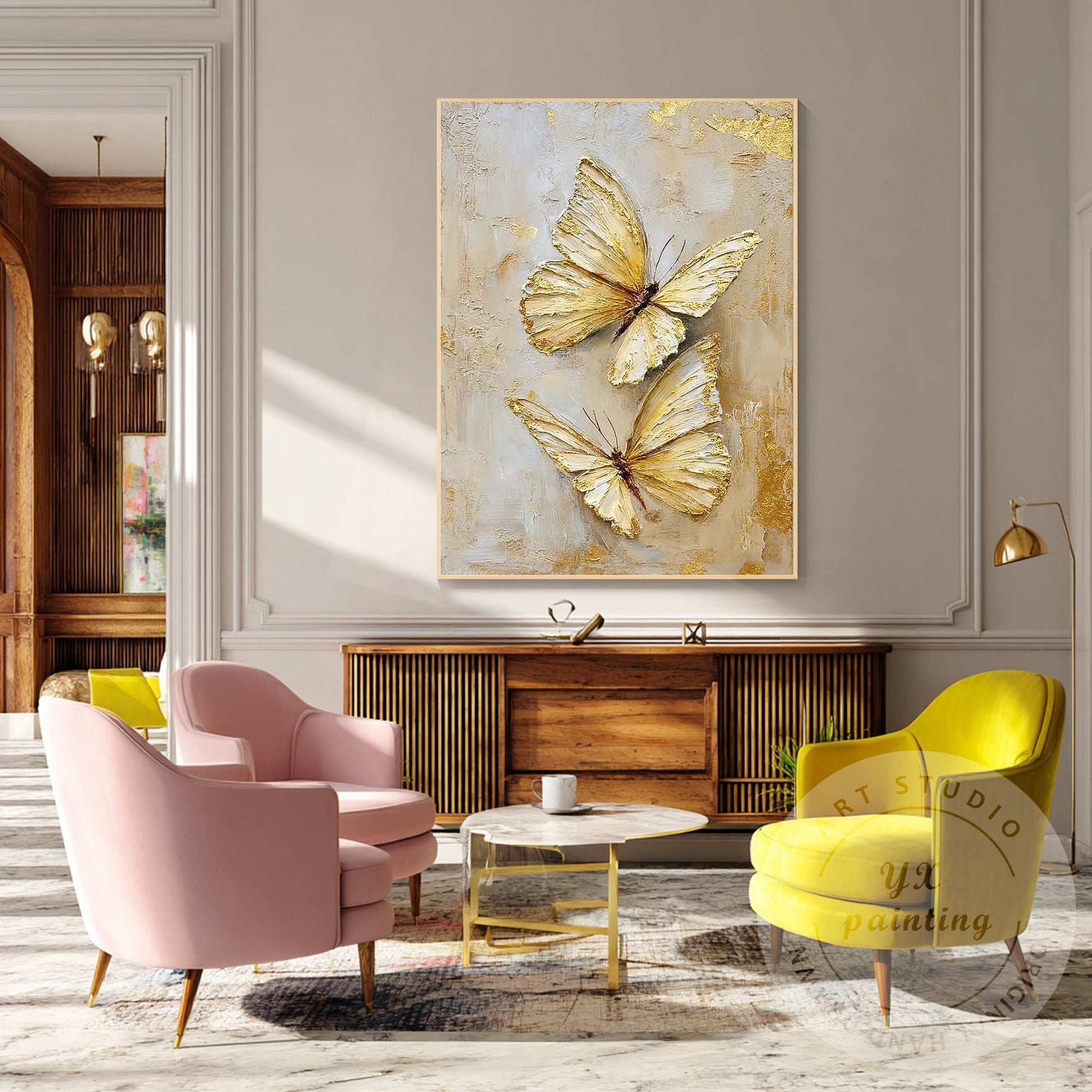 Textured Butterfly Abstract Art, Original Acrylic Painting on Canvas, Extra Larg #2