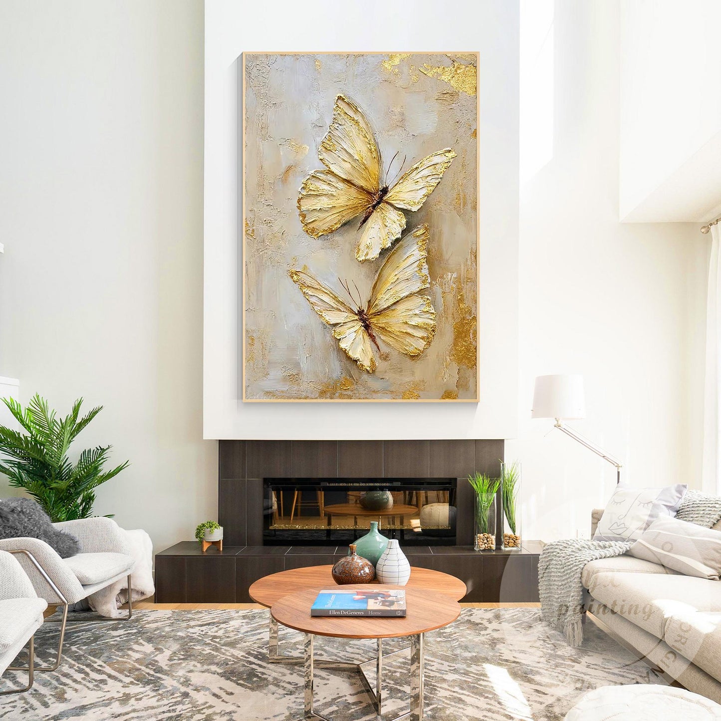 Textured Butterfly Abstract Art, Original Acrylic Painting on Canvas, Extra Larg #4