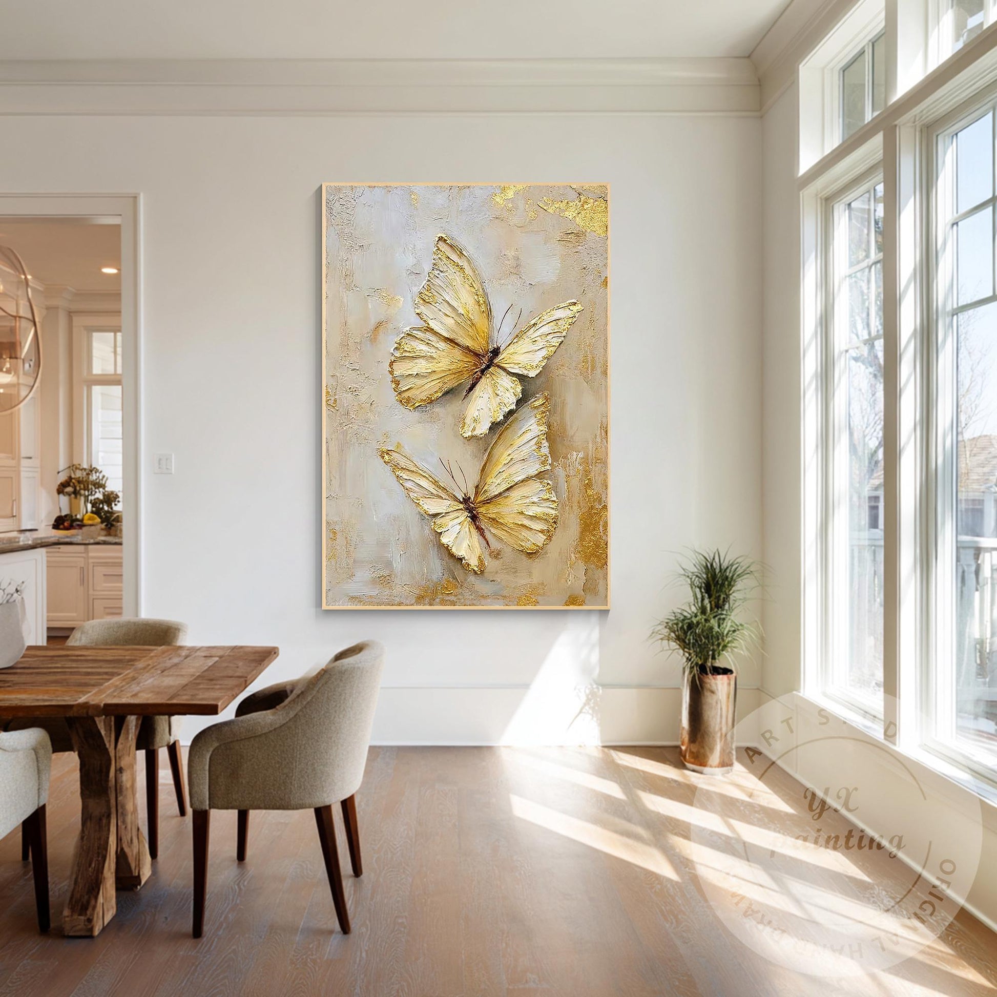 Textured Butterfly Abstract Art, Original Acrylic Painting on Canvas, Extra Larg #5