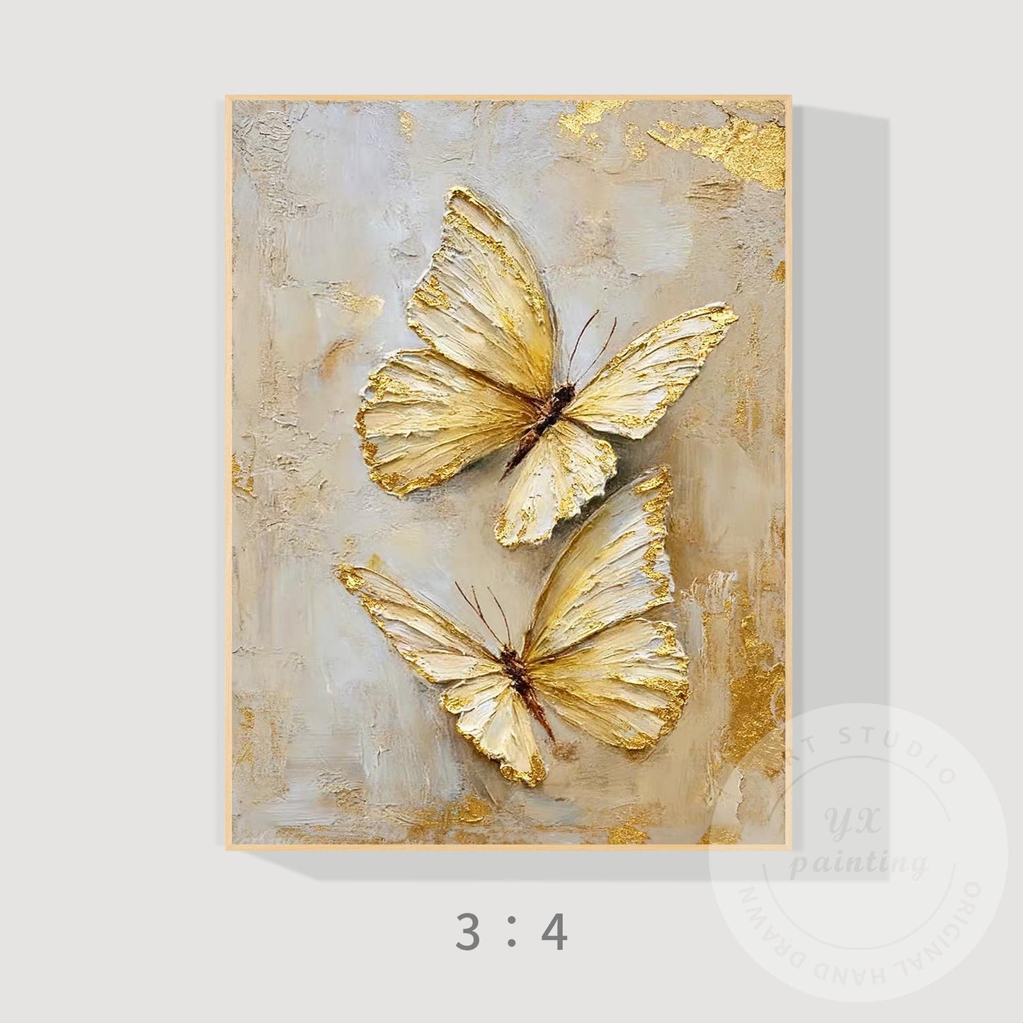 Textured Butterfly Abstract Art, Original Acrylic Painting on Canvas, Extra Larg #8
