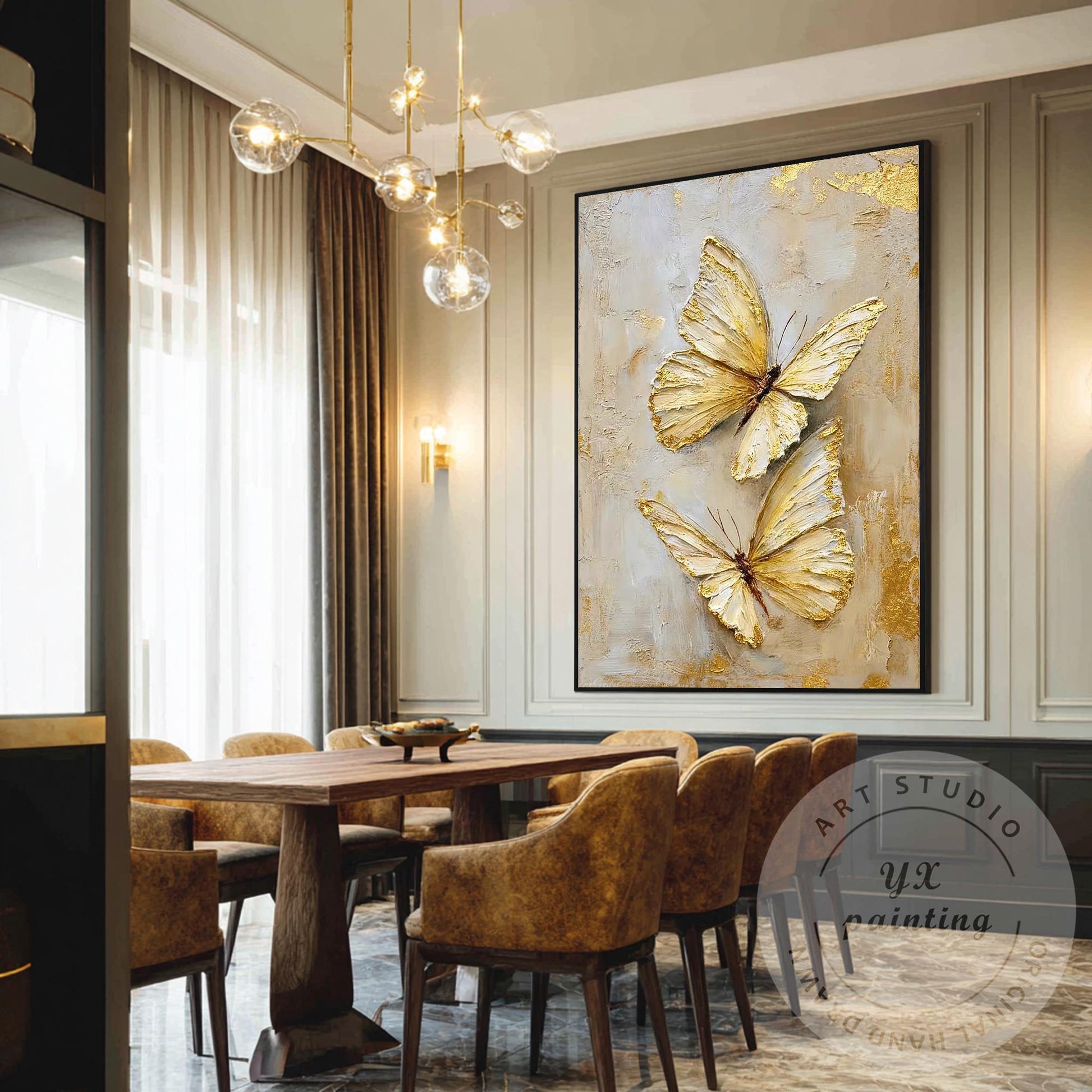 Textured Butterfly Abstract Art, Original Acrylic Painting on Canvas, Extra Larg #1