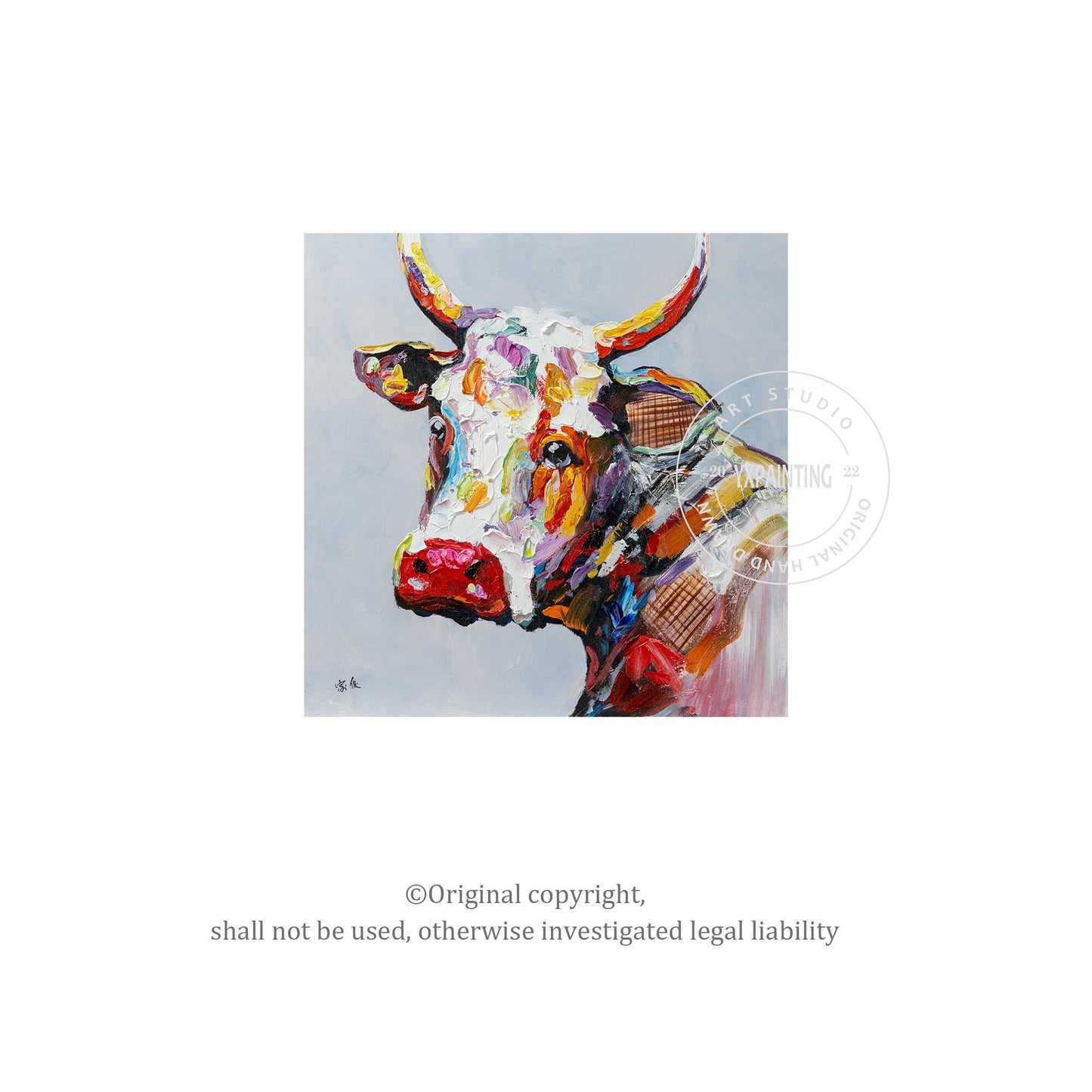 Textured Cow Painting: Extra Large Framed Farmhouse Wall Art #7