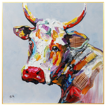 Textured Cow Painting: Extra Large Framed Farmhouse Wall Art #8