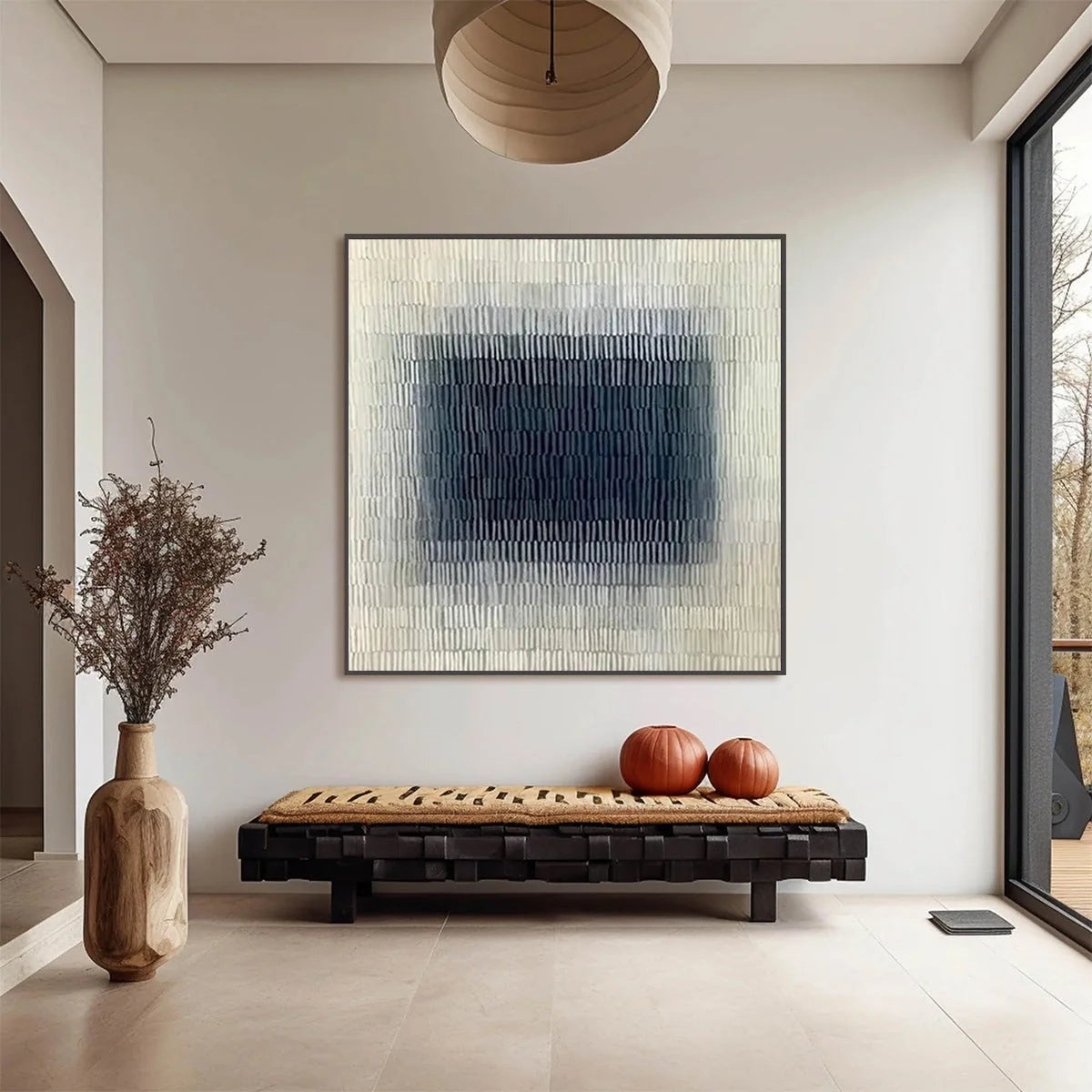 TEXTURED DEPTHS: Minimalist Textured Abstract Painting | Minimalist closeup, raised brushwork detail