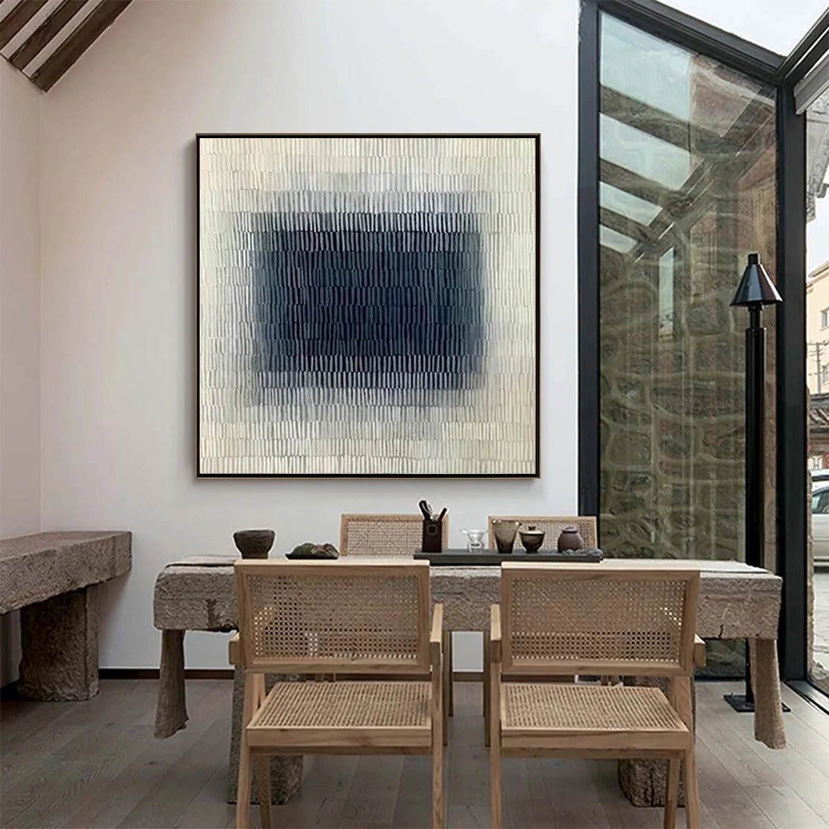 TEXTURED DEPTHS: Minimalist Textured Abstract Painting | rolled canvas, ready for custom framing