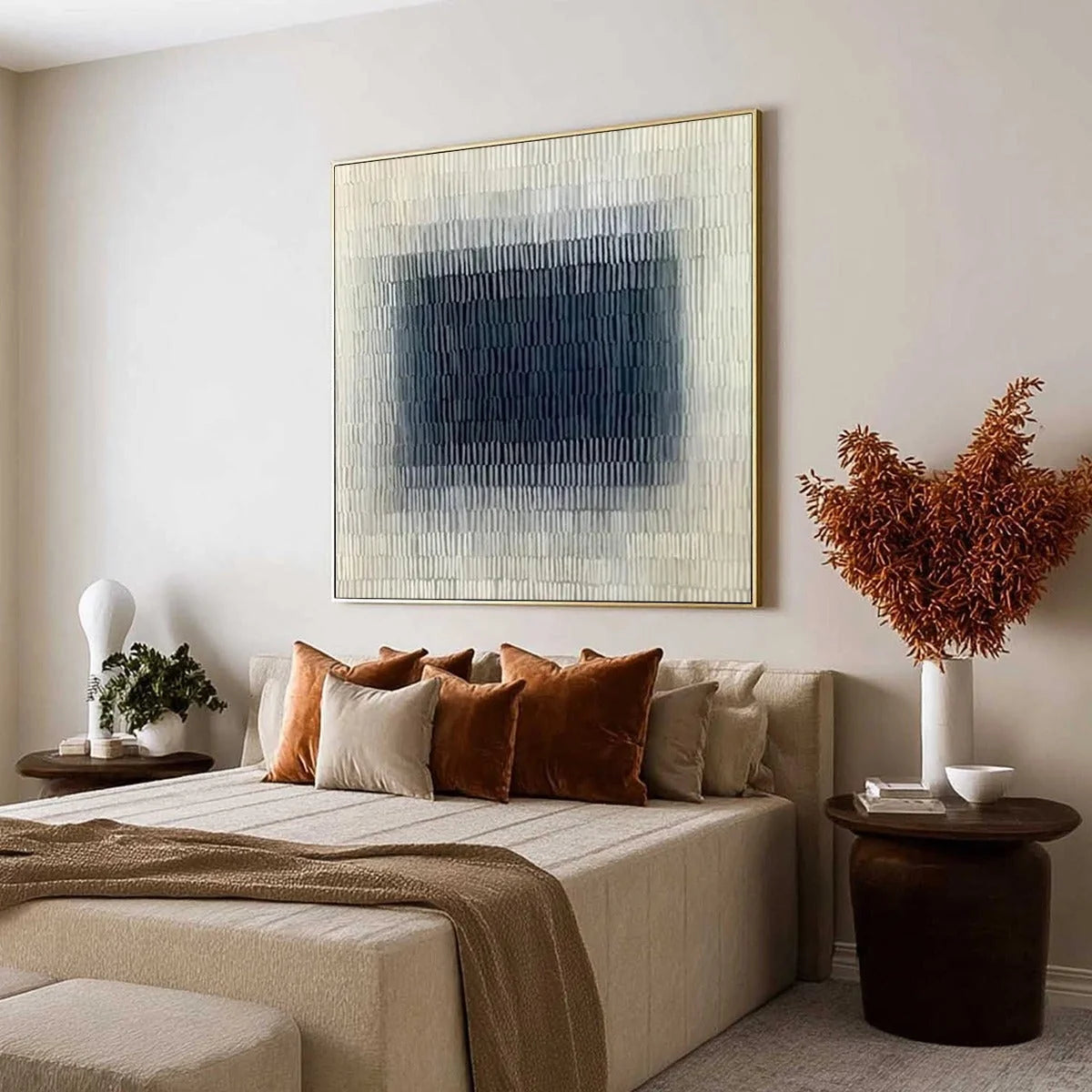 TEXTURED DEPTHS: Minimalist Textured Abstract Painting | Minimalist mood, soft natural light studio shot