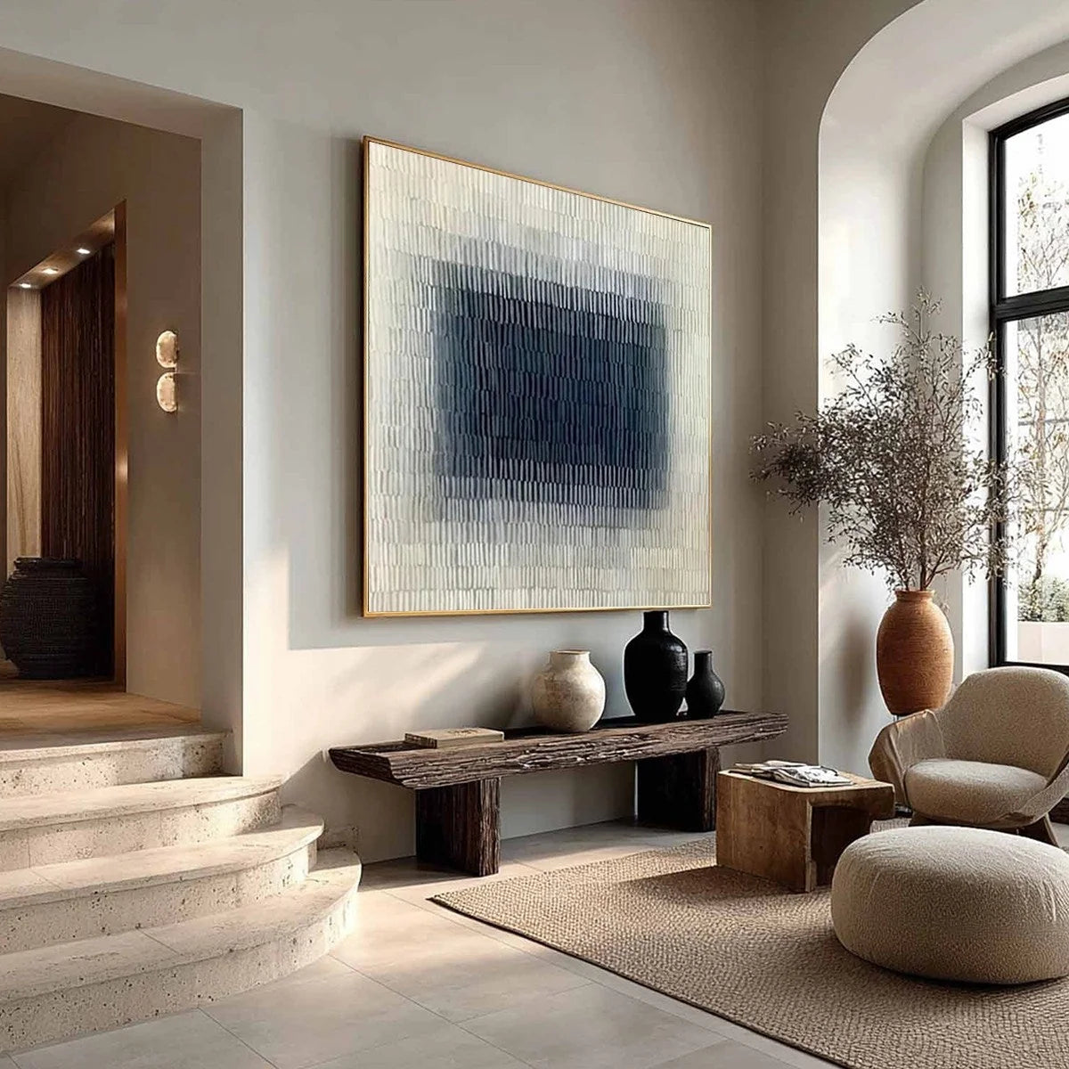 TEXTURED DEPTHS: Minimalist Textured Abstract Painting | multi-color palette, original oil on stretched canvas art