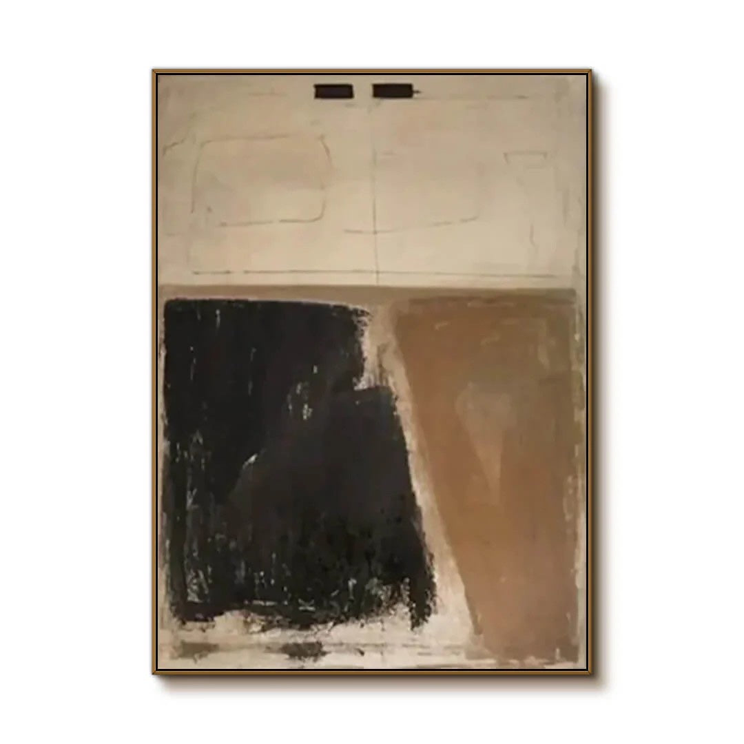 Textured Earth Tone Abstract Art Brown & Black Painting shown as textured wall art with a clear view of the artwork, color palette, and hand-finished canvas surface.