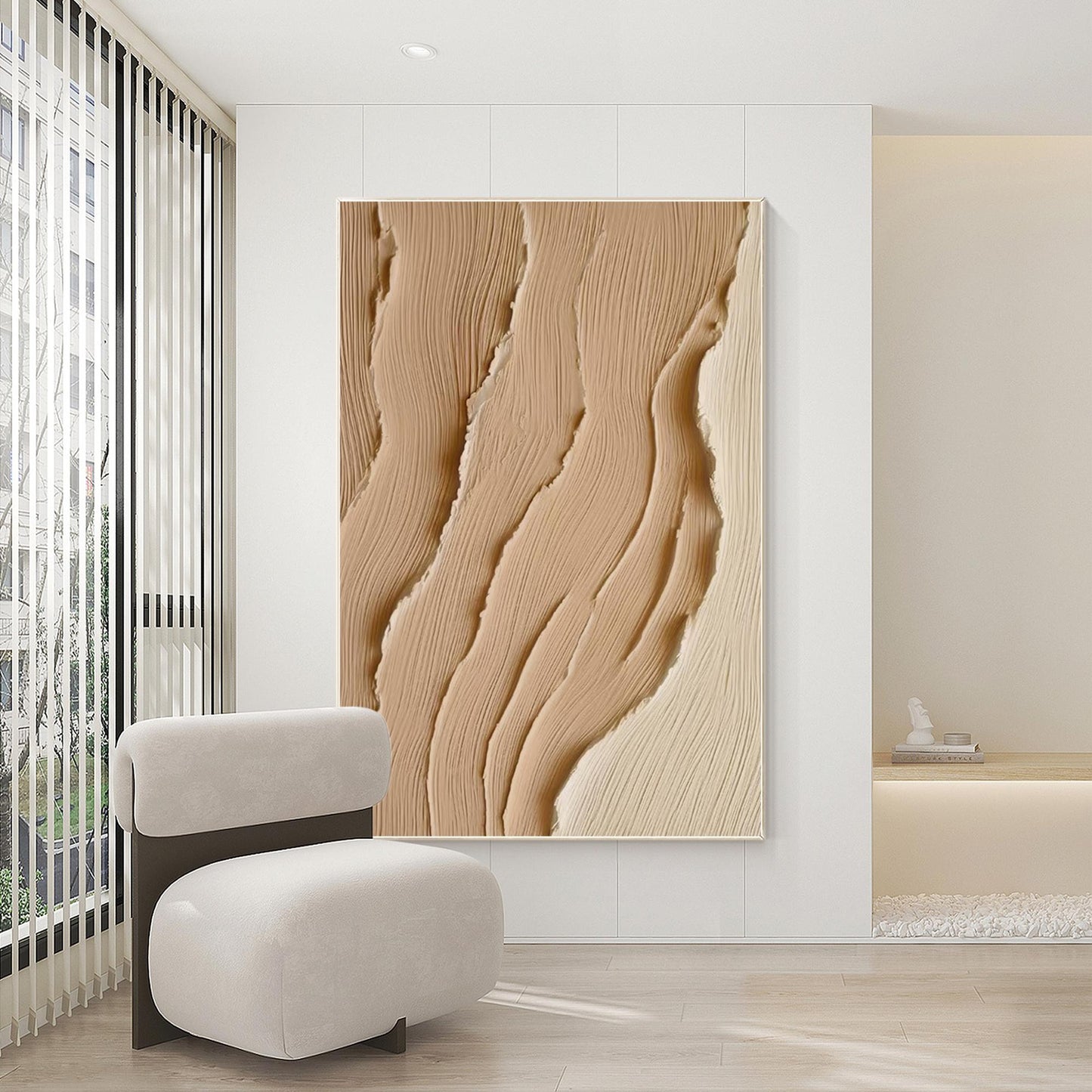 Textured Earth Tone Abstract Painting: Coastal Wabi Sabi Canvas Art #2