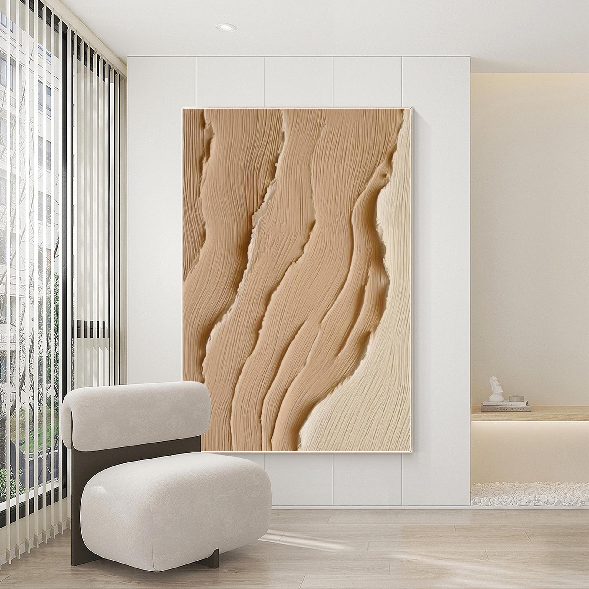 Textured Earth Tone Abstract Painting: Coastal Wabi Sabi Canvas Art #2