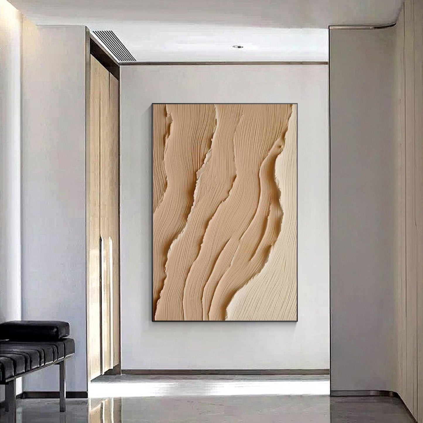 Textured Earth Tone Abstract Painting: Coastal Wabi Sabi Canvas Art #4