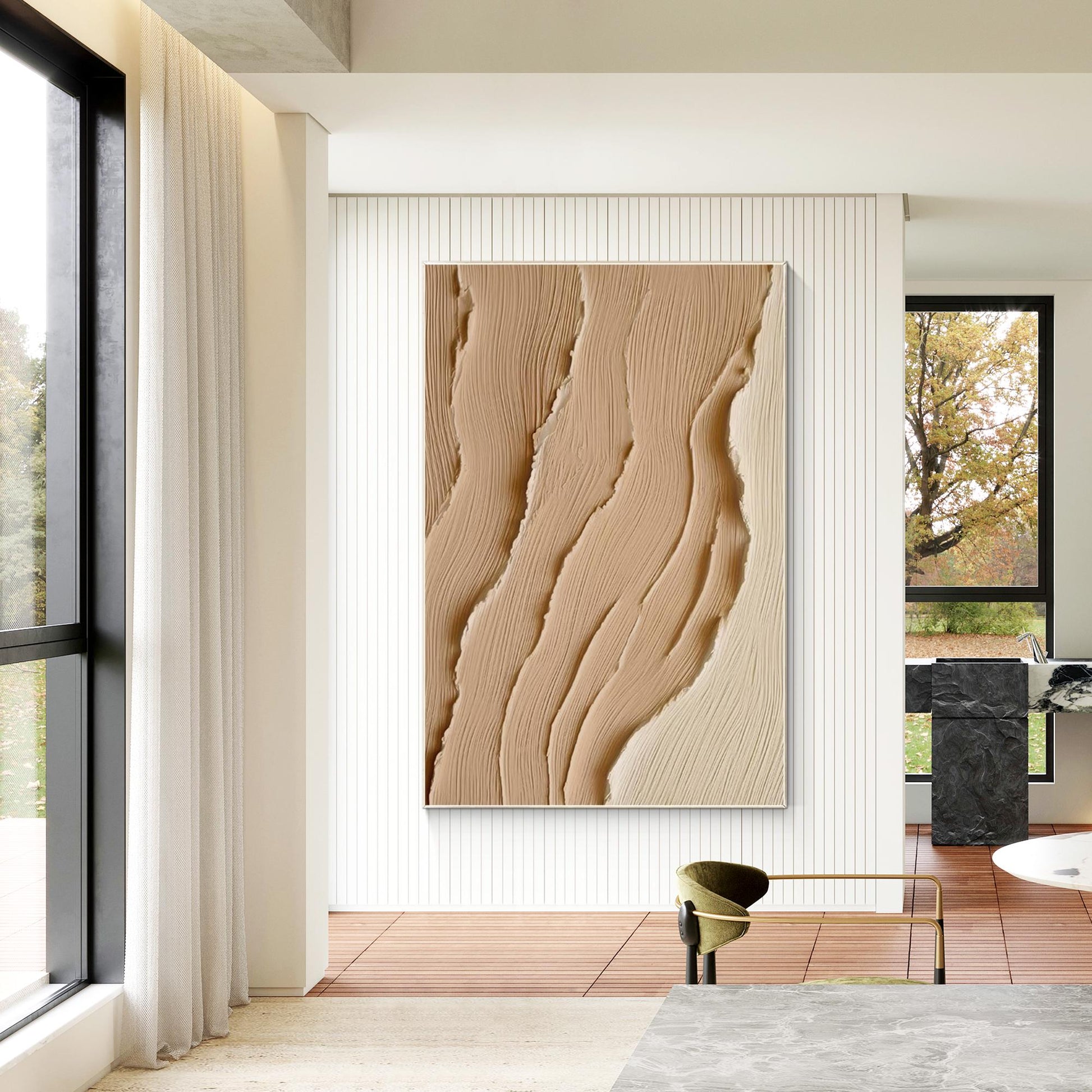 Textured Earth Tone Abstract Painting: Coastal Wabi Sabi Canvas Art #5