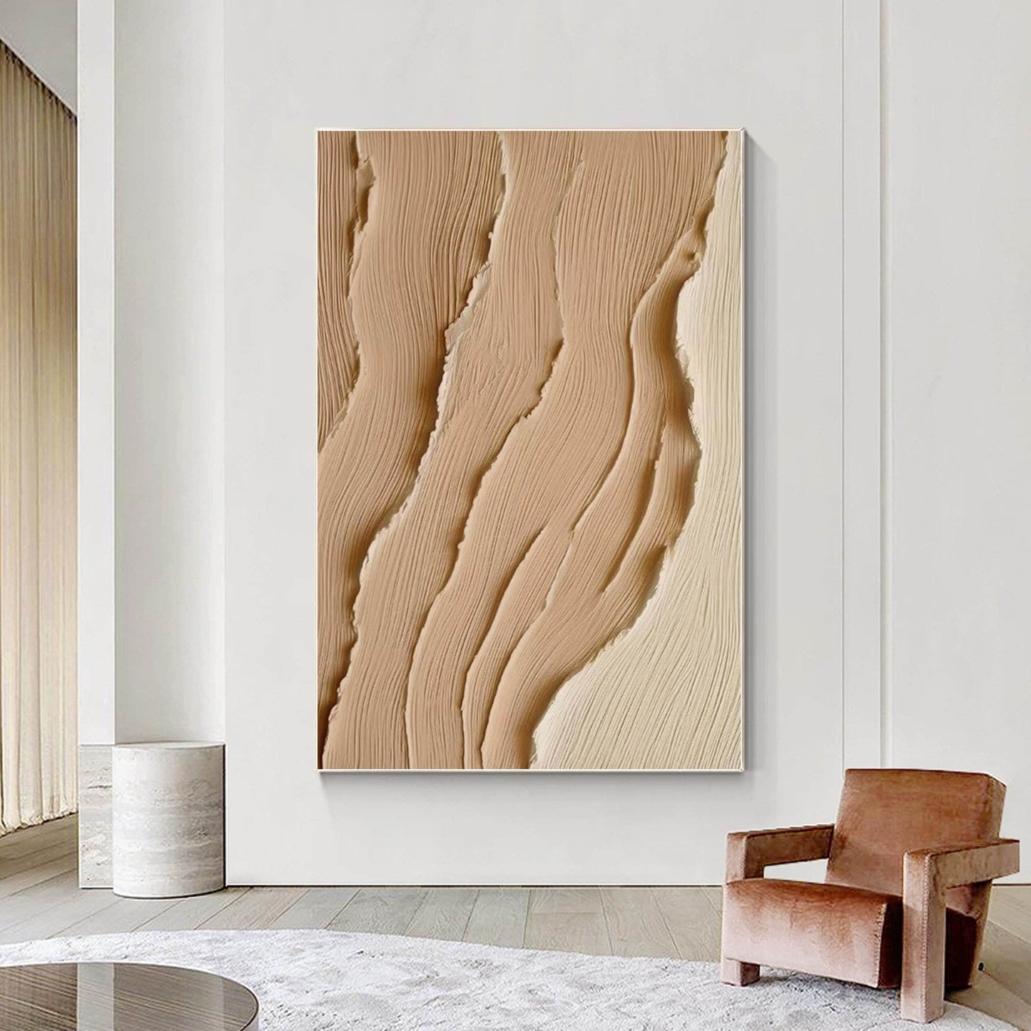 Textured Earth Tone Abstract Painting: Coastal Wabi Sabi Canvas Art #1