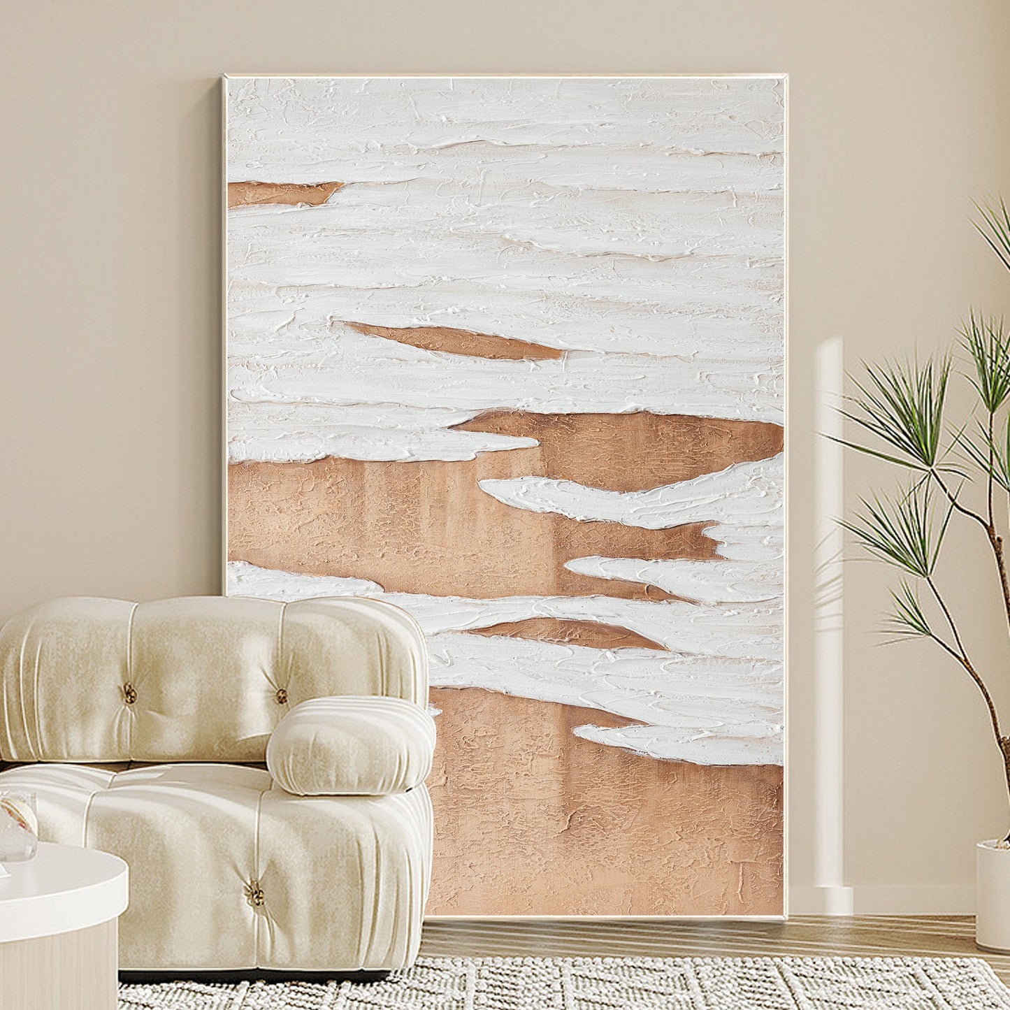 Textured Earth Tone Painting: Minimalist Abstract Canvas Wall Art #2
