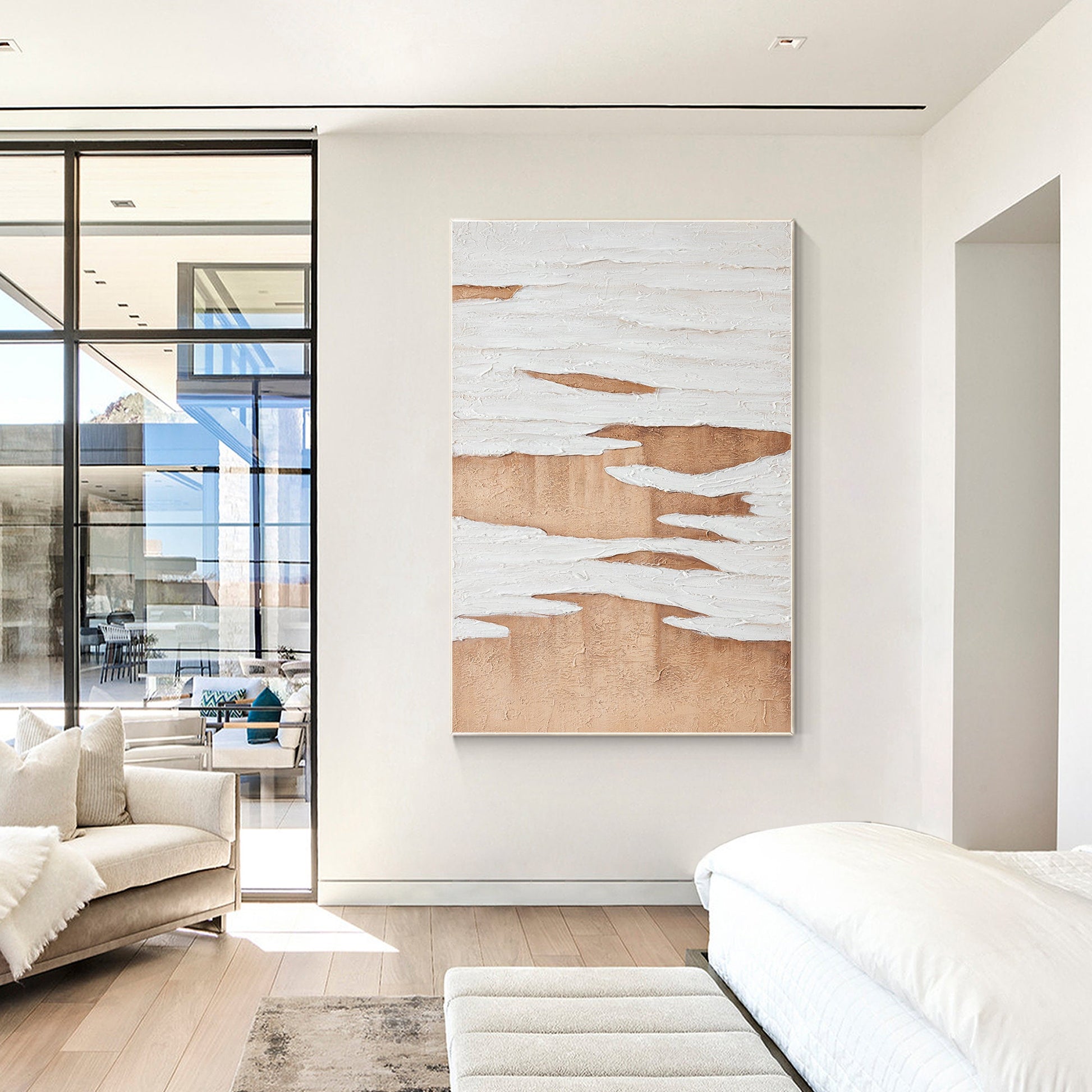 Textured Earth Tone Painting: Minimalist Abstract Canvas Wall Art #3