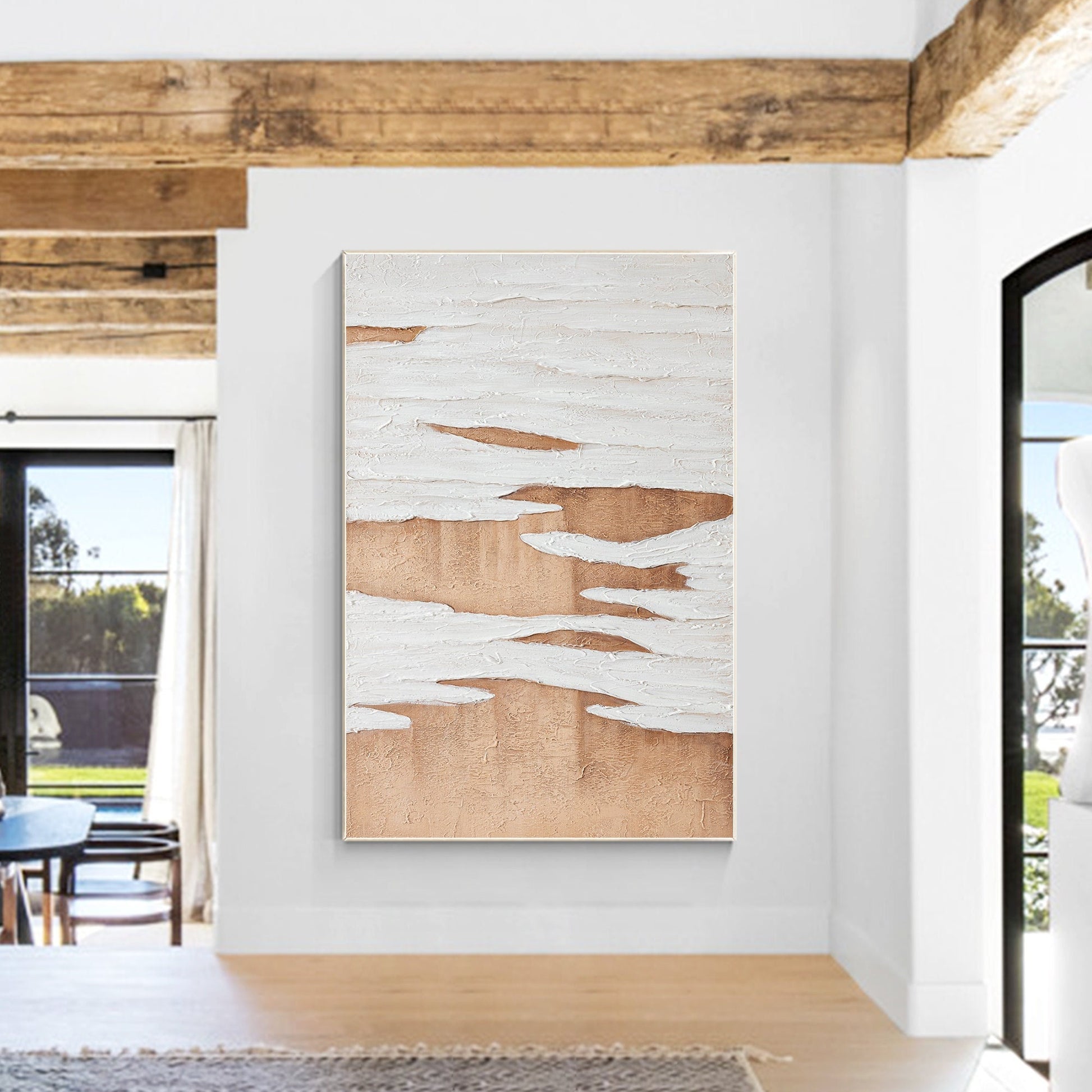 Textured Earth Tone Painting: Minimalist Abstract Canvas Wall Art #1