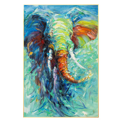 Textured Elephant Painting On Canvas: Colorful Framed Wall Art #8
