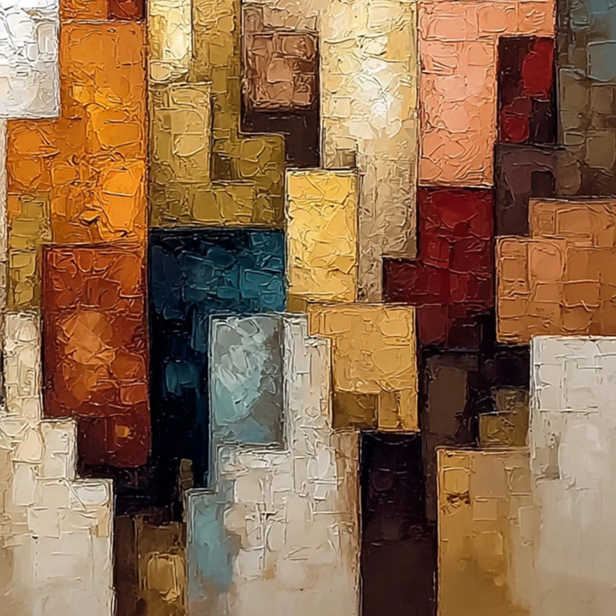 THE TRIAD: Textured Figurative Abstract Painting of Three Figures | rectangular format, hand-painted canvas edge