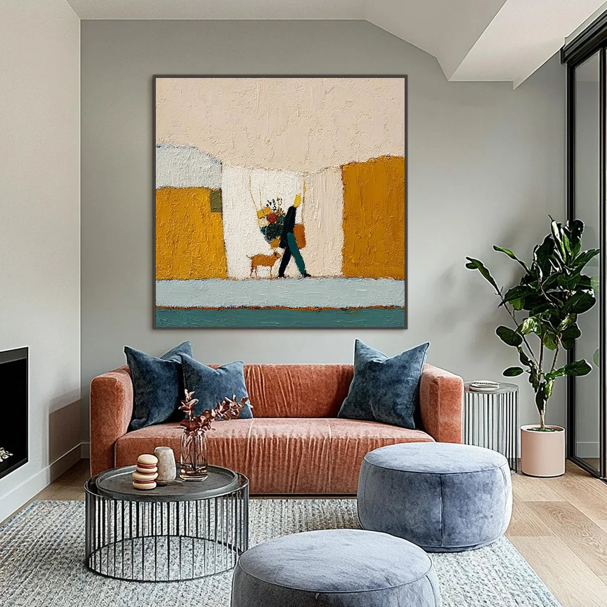 A SIMPLE PLEASURE: Textured Figurative Impasto Painting of a City Stroll | Figurative closeup, raised brushwork detail